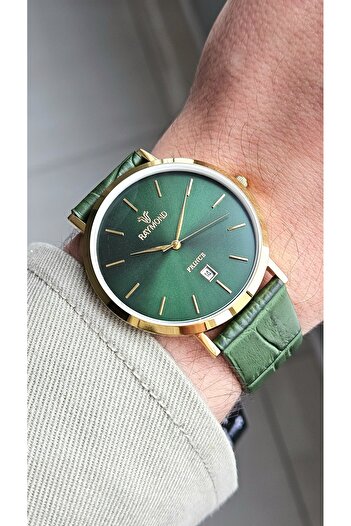 Raymond Rym-2230 Quartz Men's Classic Wristwatch - Steel Case and Leather Corrd - 2 Years Warranty
