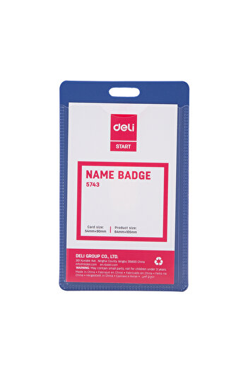 Deli Name Badge & Clip BLUE E5743