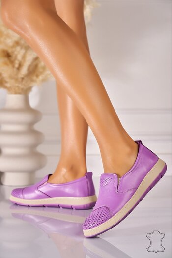 Joana Women's Loafers Natural Leather Purple Angeline