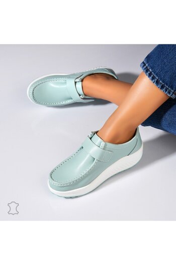 Joana Women's Loafers Natural Leather Turquoise Emika