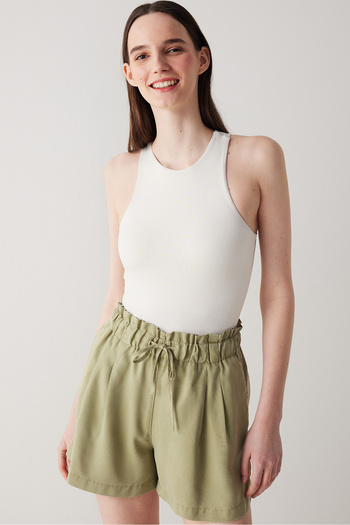 Penti Frill Detailed Khaki Shorts