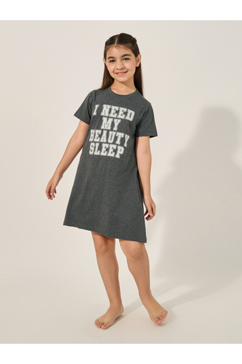 Styli Slogan Print Short Sleeve Nightdress