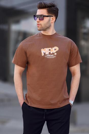Madmext Ανδρικό T-Shirt σε καφέ στάμπα 6124