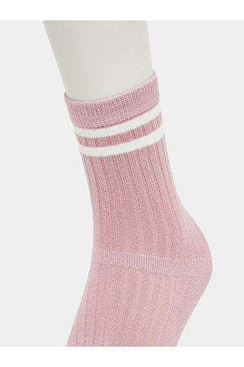 Styli Ribbed Crew Socks with Contrast Stripe Detail