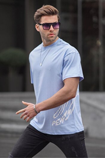 Madmext Ανδρικό μπλουζάκι Baby Blue με σχέδιο 6178