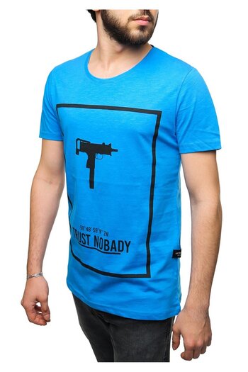 Madmext Μπλουζάκι Uzi Printed Blue 2533