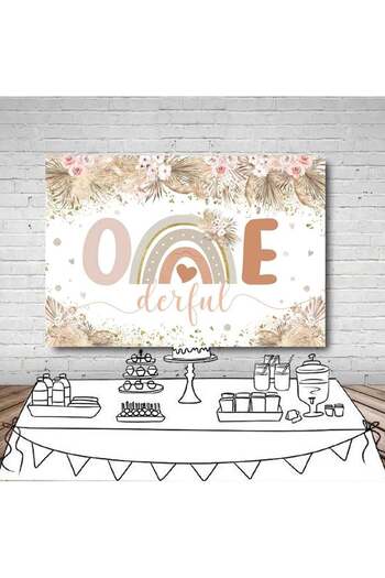 Mehofond First Birthday Photo Backdrop , Polyester, Multicolor, 2.1 X 1.5 Cm