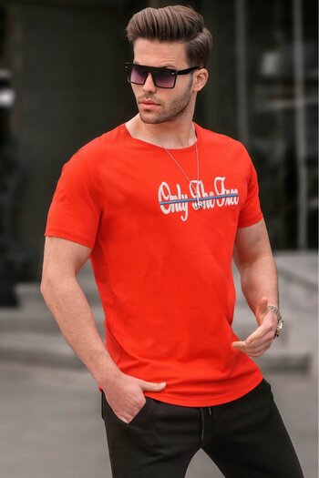 Madmext Bedrucktes rotes Herren-T-Shirt 4541