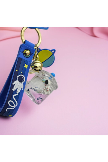 Meyra Accessories Astronot figürlü içi renkli sulu anahtarlık çanta aksesuarı hediyelik peluş oyuncak 1 adet