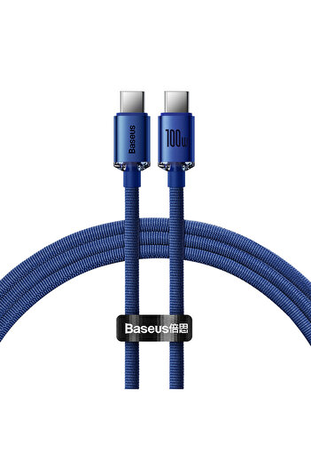 Baseus Crystal Shine Series Fast Charging Data Cable Type-C to Type-C 100W 1.2m - Blue