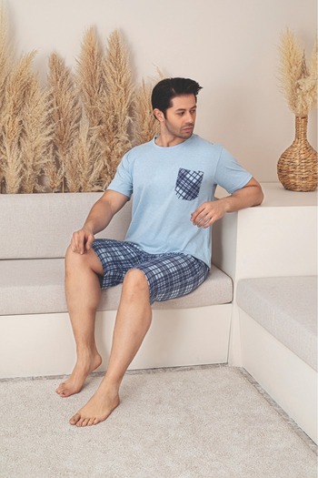 Sude HOMEWEAR Чоловічий комплект піжами з короткими рукавами та шортами