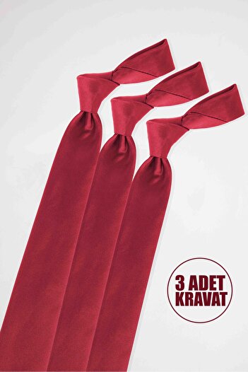 Tudors 3 Pack Plain Classic Pocket Square Claret Red Men's Tie