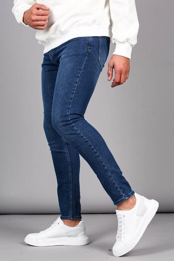 Madmext Pánské džíny Skinny Fit modré Full Lycra Stonewashed 6327