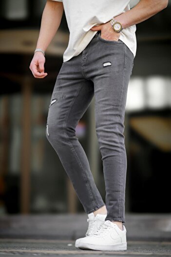 Madmext Smoked Ripped Detailed Skinny Fit Men's Jeans 6887