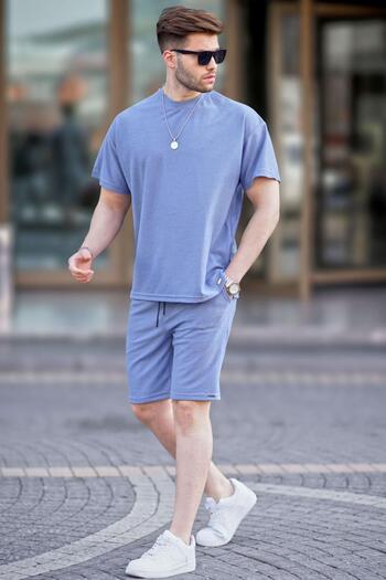 Madmext Blue Basic Men's Shorts Set 5950
