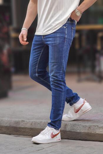 Madmext Modré Slim Fit pánské džíny 6863
