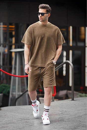 Madmext Brown Basic Men's Shorts Set 5943