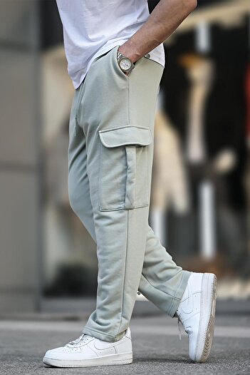 Madmext Çağla Green Basic Sweatpants - Ρυθμιζόμενη τσέπη φορτίου μέσης 6552