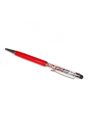 G Golden Case Stylus touch pen with ballpoint pen, decorated with mixed crystals, metallic, red