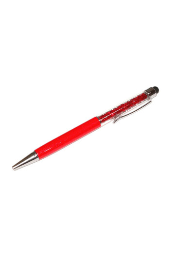 G Golden Case Stylus touch pen with ballpoint pen, decorated with crystals, metallic, red