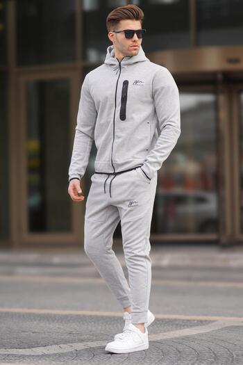 Madmext Σετ ανδρικής φόρμας με γκρι εμπριμέ Regular Fit