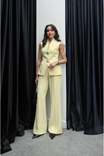 Havoş Light Yellow London Vest Pants Set