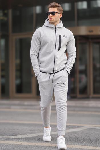 Madmext Σετ ανδρικής φόρμας με γκρι εμπριμέ Regular Fit