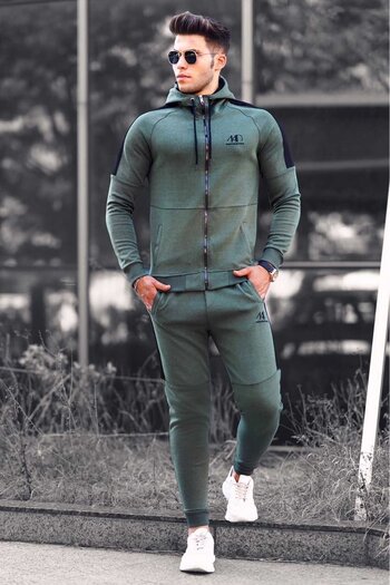 Madmext Σετ ανδρικές φόρμες στάμπας Khaki 4671