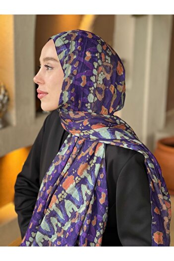Modakaşmir Abstract Zigzag Pattern Bamboo Shawl