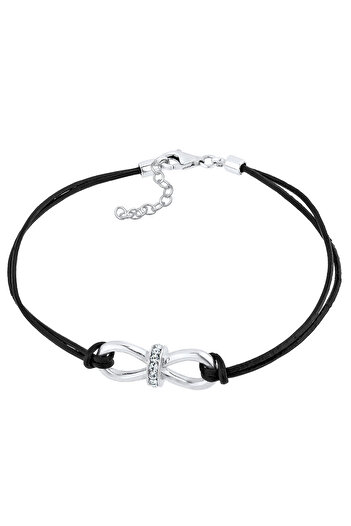 ELLI Bratara dama piele Infinity cu cristale din argint 925