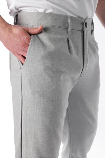Madmext Gri Regular Fit Düz Kesim Yan Cepli Erkek Pantolon 6540