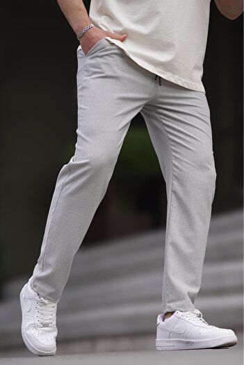 Madmext Gray Straight Leg Men's Trousers 6535