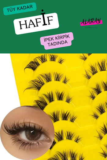 alaraycosmetics Takma Ipek Kirpikler 3d Anime Günlük Makyaja Uygun 10 Çift Eyelash Palet 18 Lı Yapıştırıcı Palet