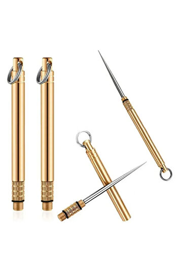 Choice 1PC Titanium Outdoor Portable Multifunctional Toothpick Bottle Fruit Fork Camping Tool Toothpick ...