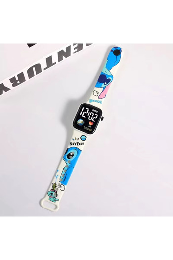 Miniso Stitch Disney's new Stitch cartoon color printed student LED electronic watch fashionable printed sq