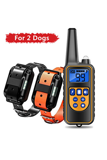 Choice EU Plug For 2 dogs Orange Electric Dog Training Collar Dog Anti Bark Waterproof Rechargeable Pet Rem