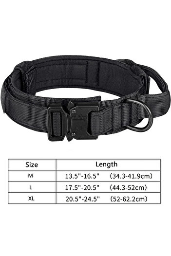 Choice L black Tactical Dog Collar, Adjustable Military Training Nylon Dog Collar with Control Handle and H