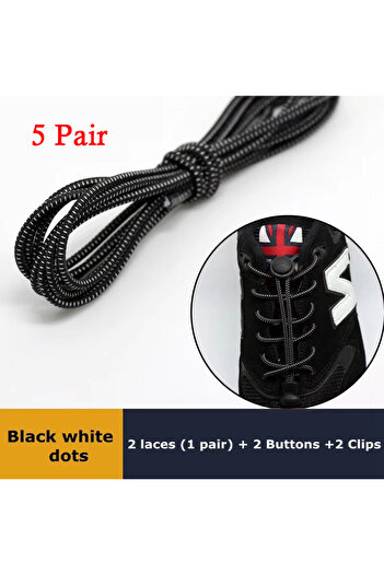 Choice Black W point-5Pair 1Pair Shoelaces for Sneaker Elastic No Tie Shoe Laces Stretching Lock Lazy Laces