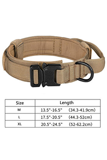 Choice XL Dark Khaki Tactical Dog Collar, Adjustable Military Training Nylon Dog Collar with Control Handle