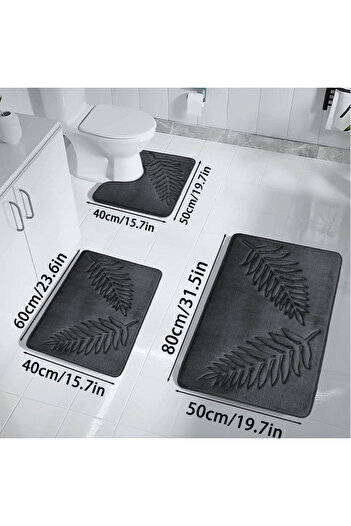 Choice 3 PCS 02 3PCS Set Bath Mats Nonslip Soft Quick Dry Bathroom Soft Rugs Water Absorption Dry Fast Bath