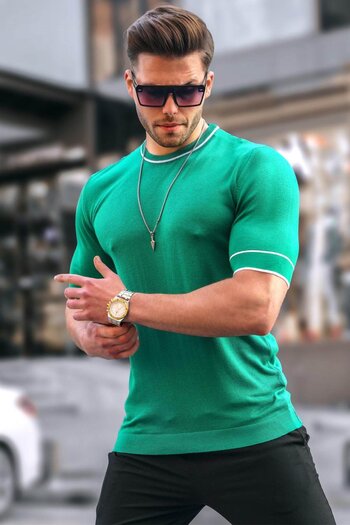 Madmext Ανδρικό Πράσινο Πλεκτό T-Shirt 5080