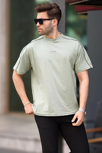 Madmext Πράσινο μπλουζάκι Oversize Crew Neck 7009
