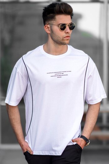 Madmext Weißes Oversize-T-Shirt für Herren 5234