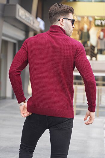 Madmext Burgundy Turtleneck Sweater 5989