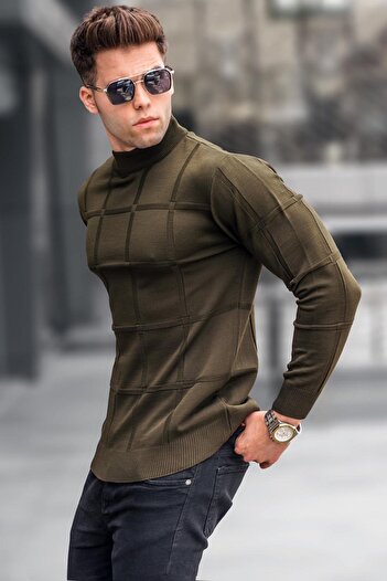 Madmext Khaki Turtleneck Knitwear Sweater 5784