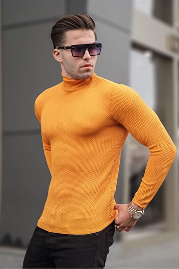 Madmext Mustard Turtleneck Men's Knitwear Sweater 6306