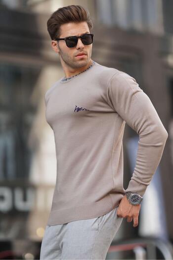Madmext Ανδρικό πλεκτό πουλόβερ Mink Crew Neck 6847