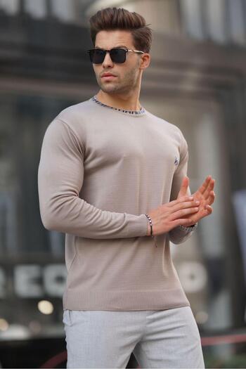 Madmext Ανδρικό πλεκτό πουλόβερ Mink Crew Neck 6847