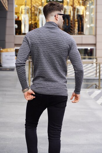 Madmext Anthracite Turtleneck Knitwear Sweater 5762