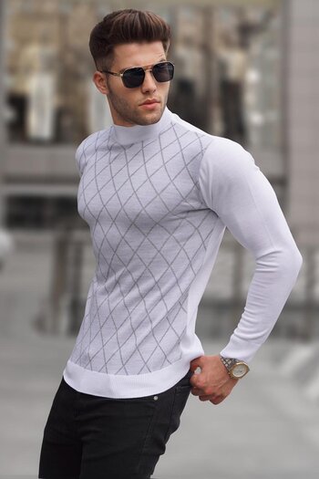 Madmext Ecru Turtleneck Sweater 5785